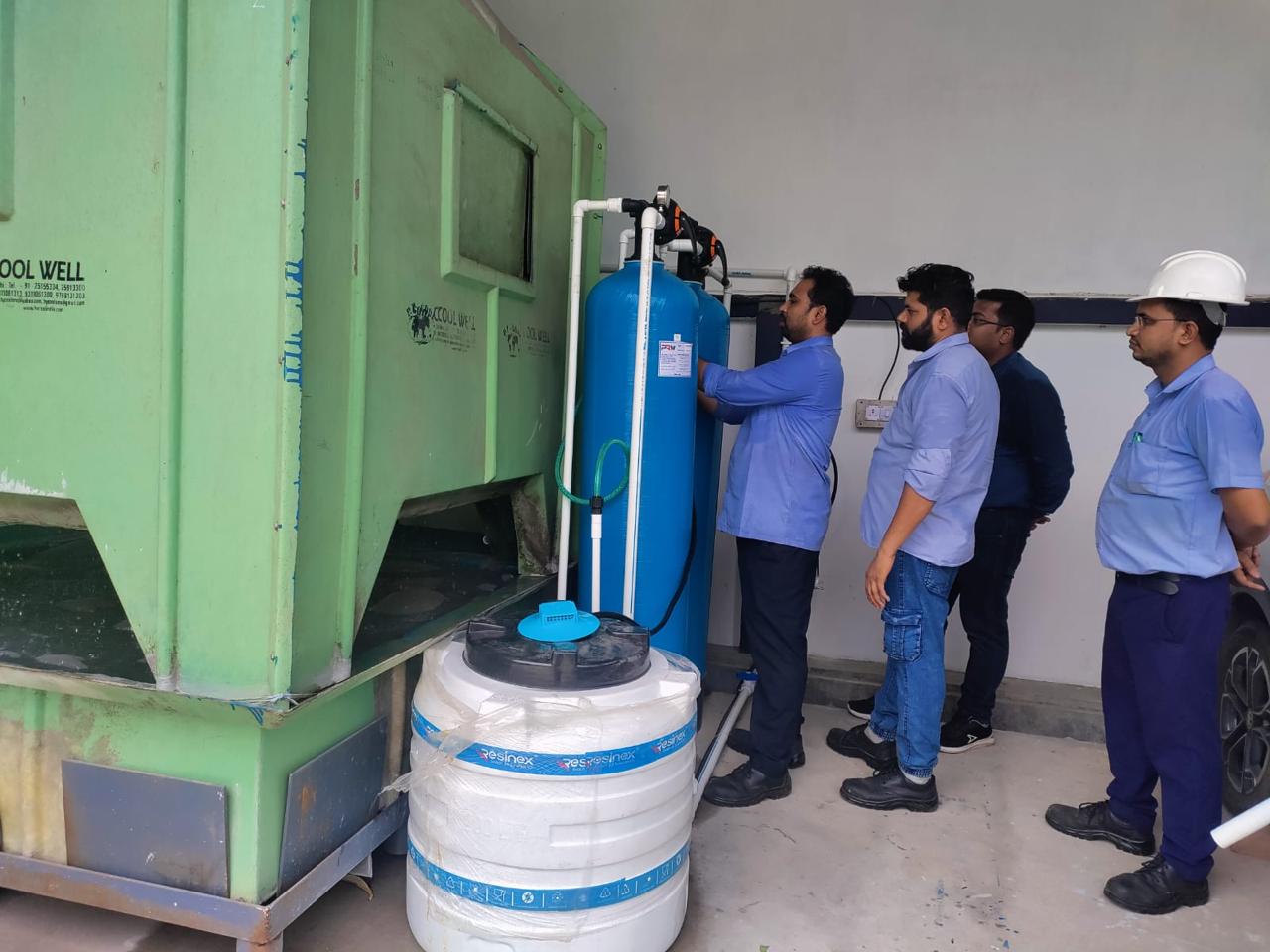 Wide view of Triveni's Effluent Treatment Plant installation alongside the cooling tower unit